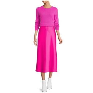 New Antonio Melani A-line satin hot pink midi skirt size 8